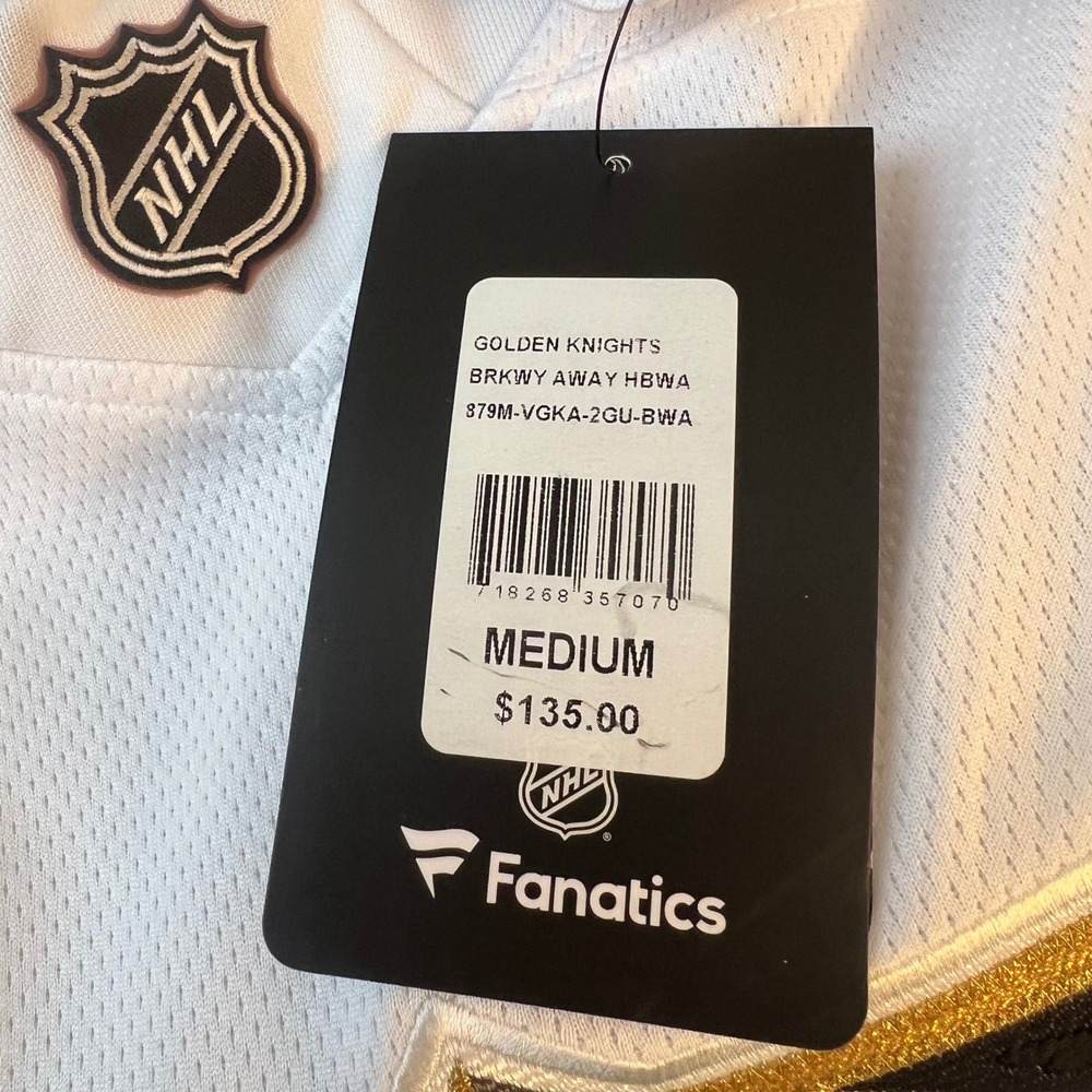 Fanatics NWT Vegas Golden Knights NHL Breakaway Away Jersey White Gold. Medium - Picture 7 of 14